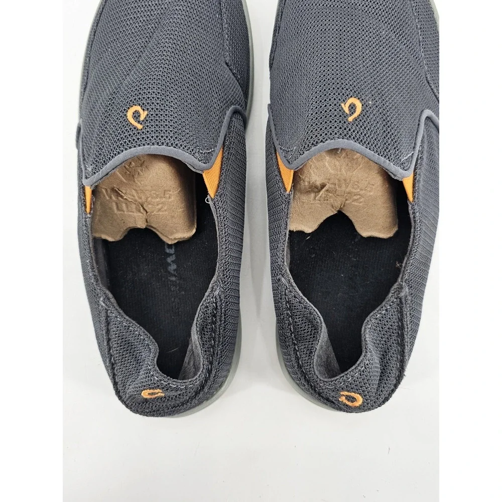 OluKai Men's Nohea Mesh Slip‎ On Boat Shoes Gray Orange 10188-4242 Size 8.5 US